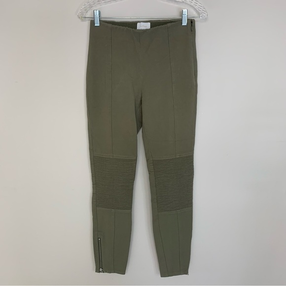 Aritzia Wilfred GREEN Allumette Moto Leggings Ankle Zipper Pants Biker 6 - Picture 2 of 12
